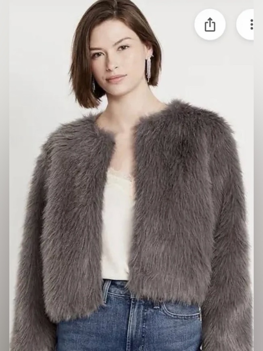 Old Navy Grey Faux Fur Coat
